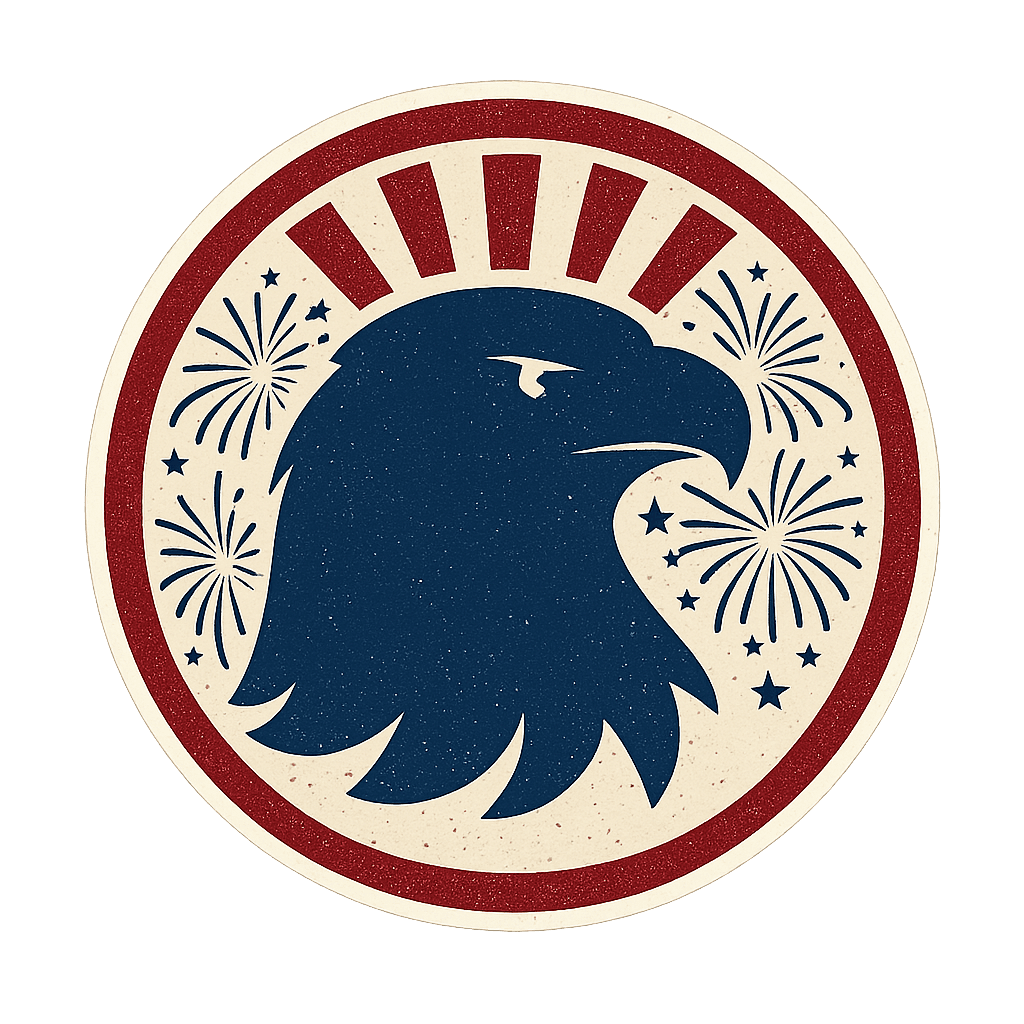 Patriotic Eagle with Fireworks