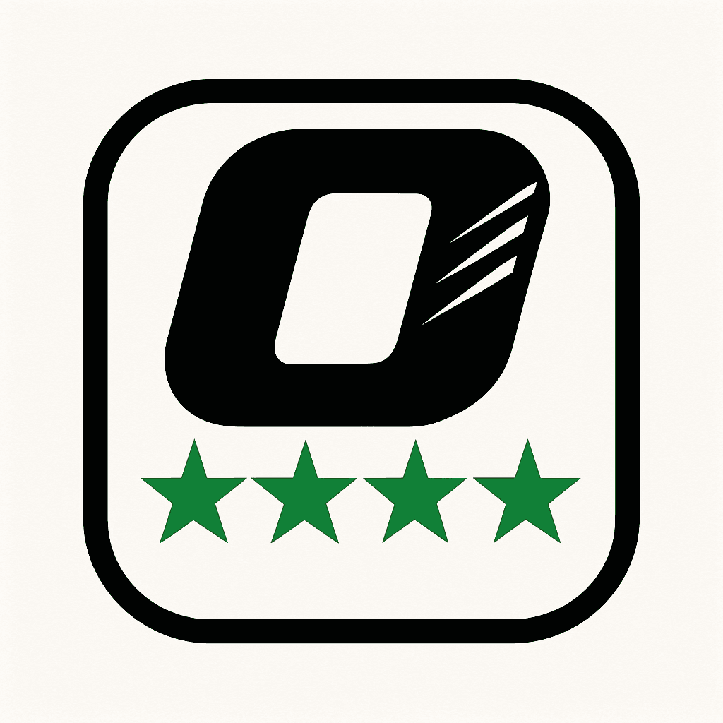 Modern Bold 'O' with Four Green Stars Logo
