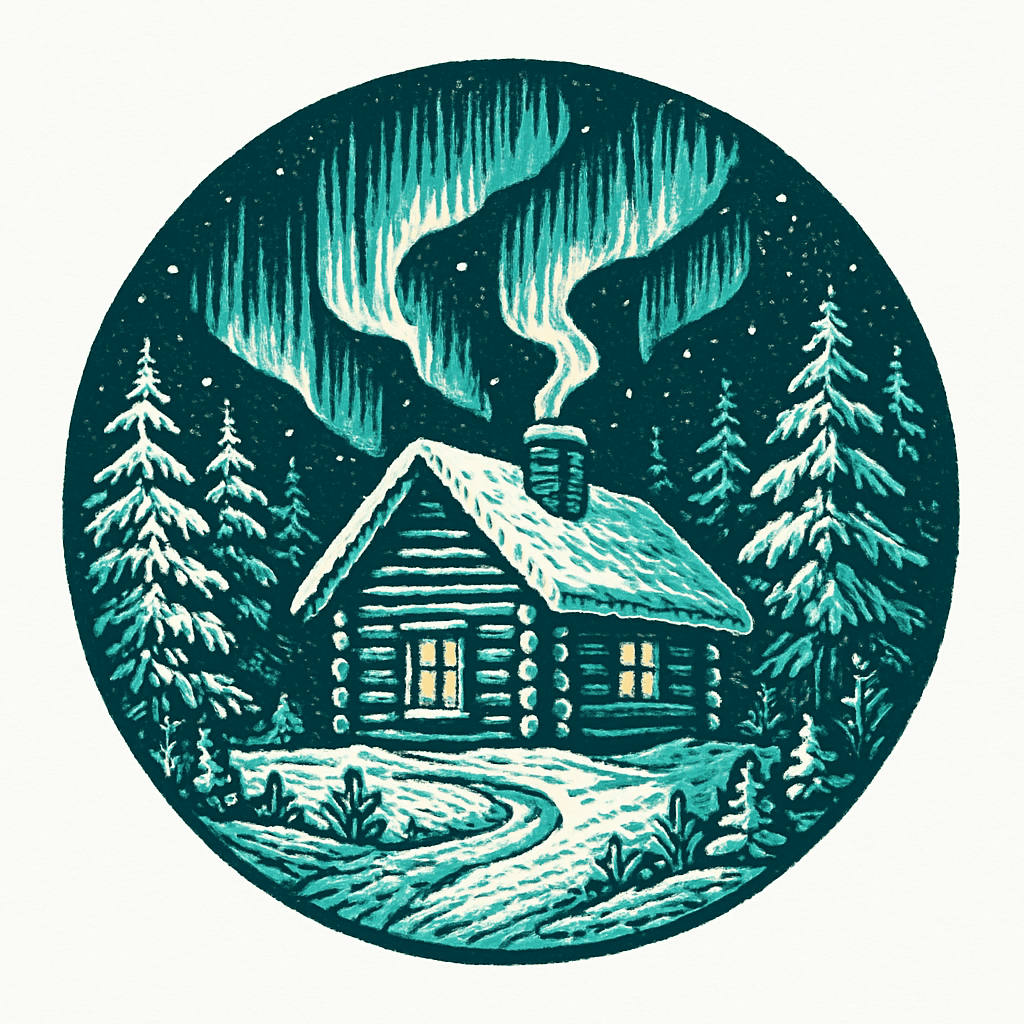 Cozy Winter Cabin Under Northern Lights