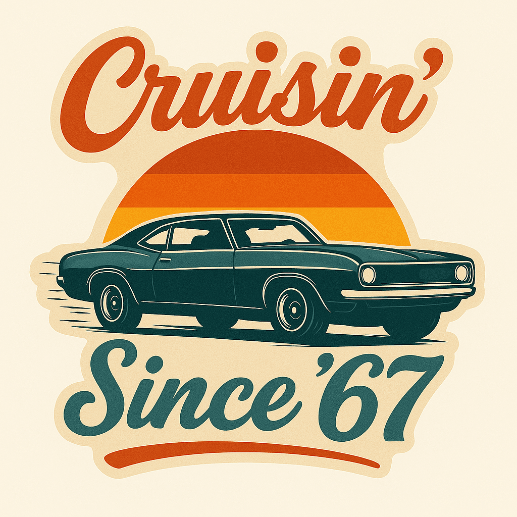 Vintage '67 Muscle Car Cruisin' Sticker Design