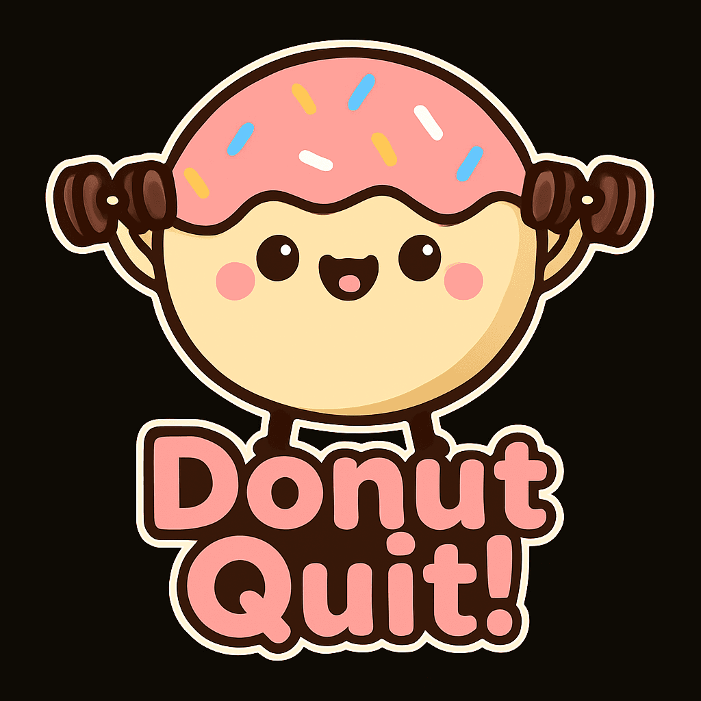 Cute Donut Lifting Weights with 'Donut Quit!'